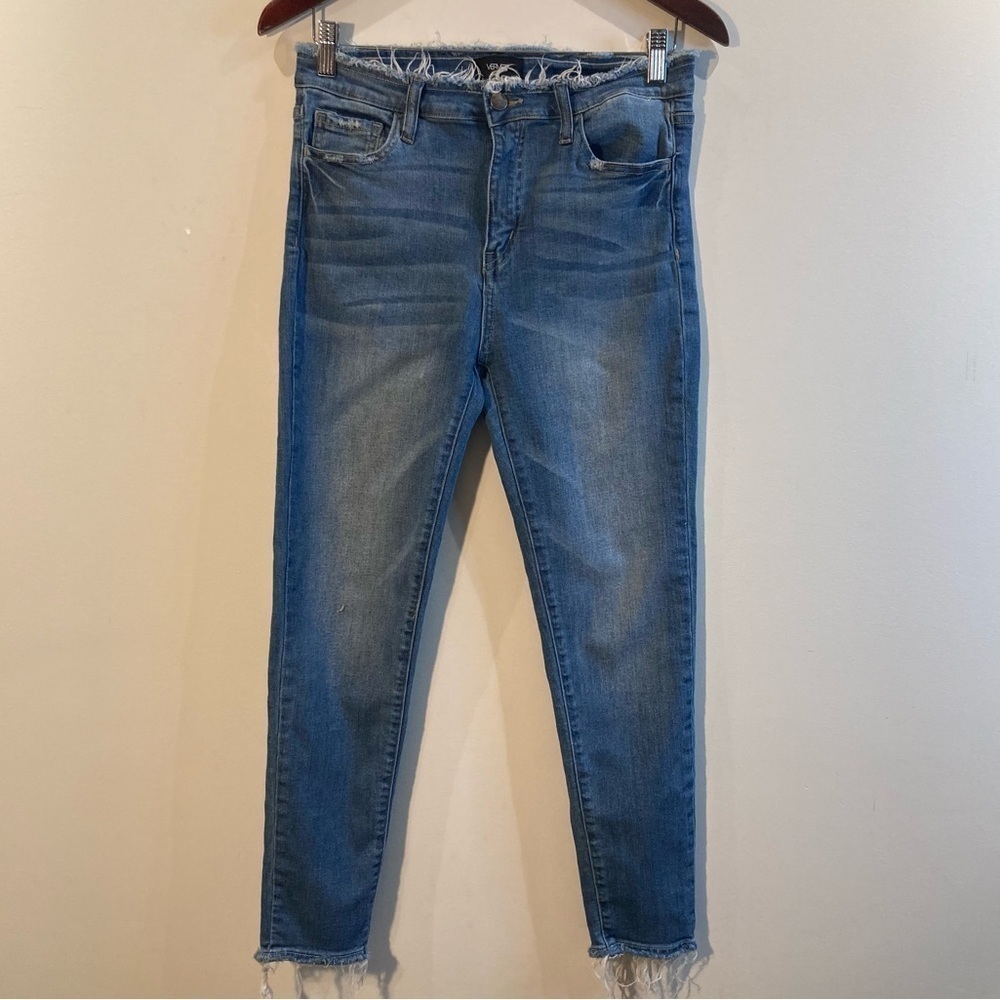 VERVET Sz 29 Ankle Skinny Fit Raw Waist and Hem Mid Wash Jeans